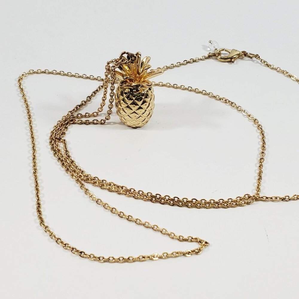 Vintage Pineapple Pendant Sweater Necklace 36" (93594)